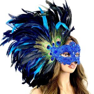 Women Costume Venetian mask Feather Masquerade Party Masks